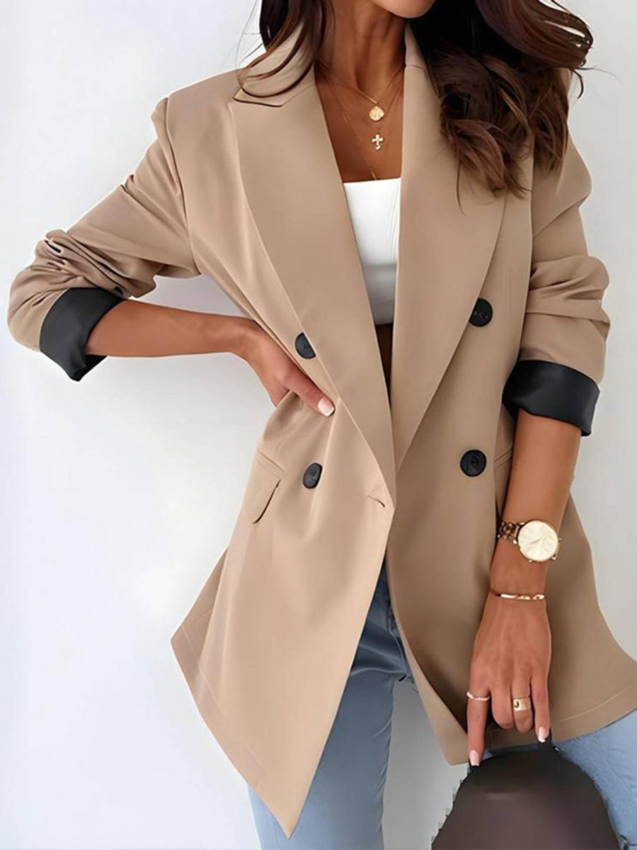 Herbstlicher Luxus-Blazer im Color Block Stil - Eleganz trifft auf Komfort