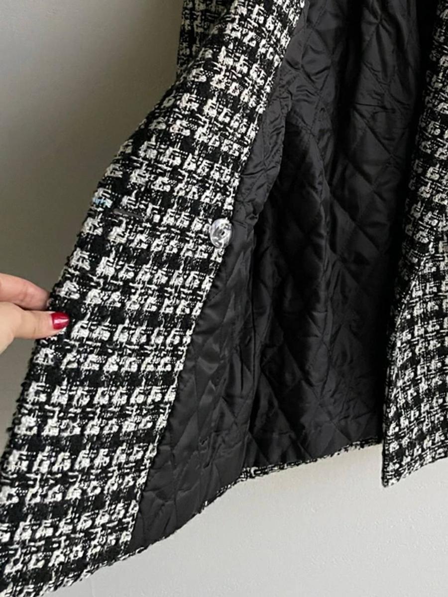 Eleganter Houndstooth Langarm-Blazer - Ihr stilvoller Begleiter im Winter