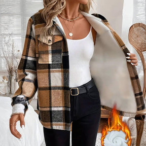 Winter-Wunder: Brown Hoodie Check Long Sleeve Jacket für Komfort & Stil