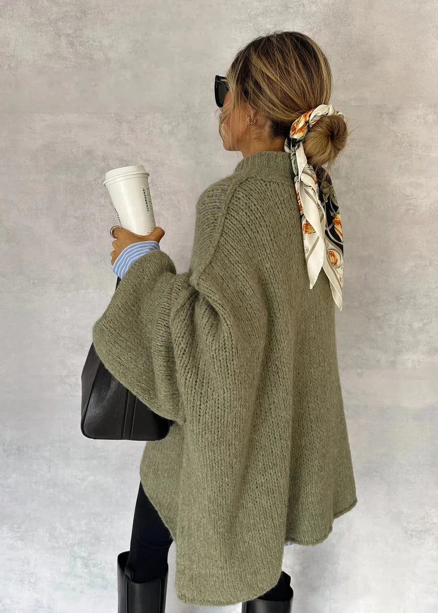 Stilvoller Grün Langarm-Cardigan - Herbstliches Must-Have für Ihren Kleiderschrank