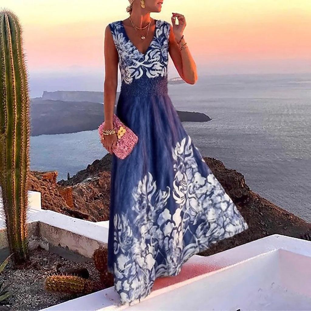 Special V-Neck Sleeveless Maxi Dress - Herbstserwachen mit Stil & Eleganz