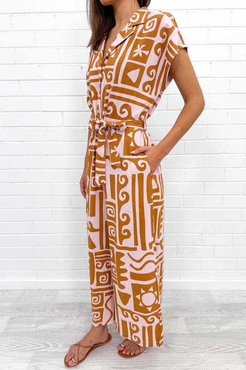 Groovy V-Neck Short Sleeve Jumpsuit - Dein Fashion-Highlight für den Herbst
