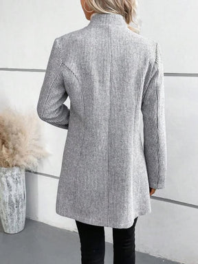 Warmer grauer Winter Blazermantel mit Taschen Damen
