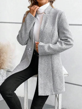 Warmer grauer Winter Blazermantel mit Taschen Damen