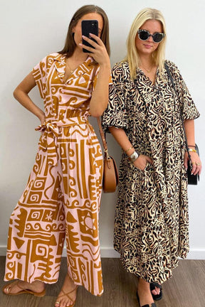 Groovy V-Neck Short Sleeve Jumpsuit - Dein Fashion-Highlight für den Herbst