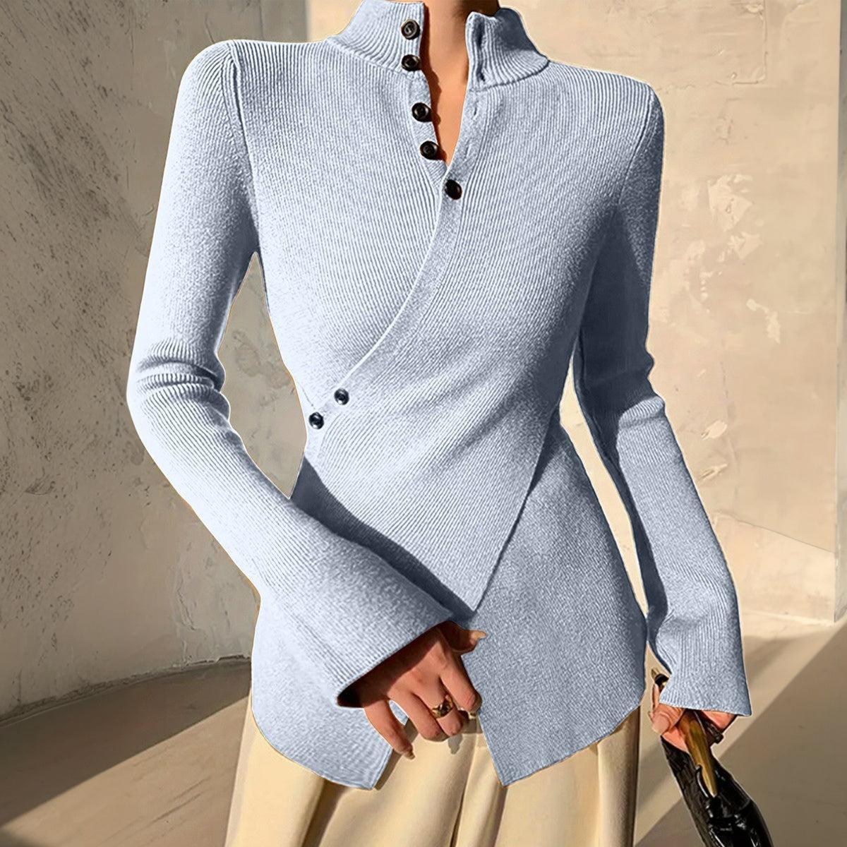 Fresh Blue V-Neck Langarm Pullover - Ihr stilvoller Begleiter für den Herbst