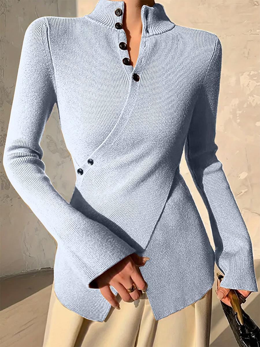 Fresh Blue V-Neck Langarm Pullover - Ihr stilvoller Begleiter für den Herbst