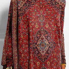 Boho Longsleeve in Rot mit Print – warmes Wintershirt