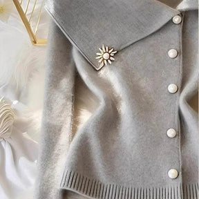 Herbstliches Must-Have: Grey Plain Collared Long Sleeve Cardigan