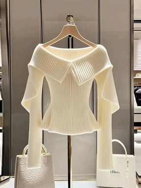 Vintage Ivory Langarm-Pullover - Ihr stilvoller Begleiter für den Herbst