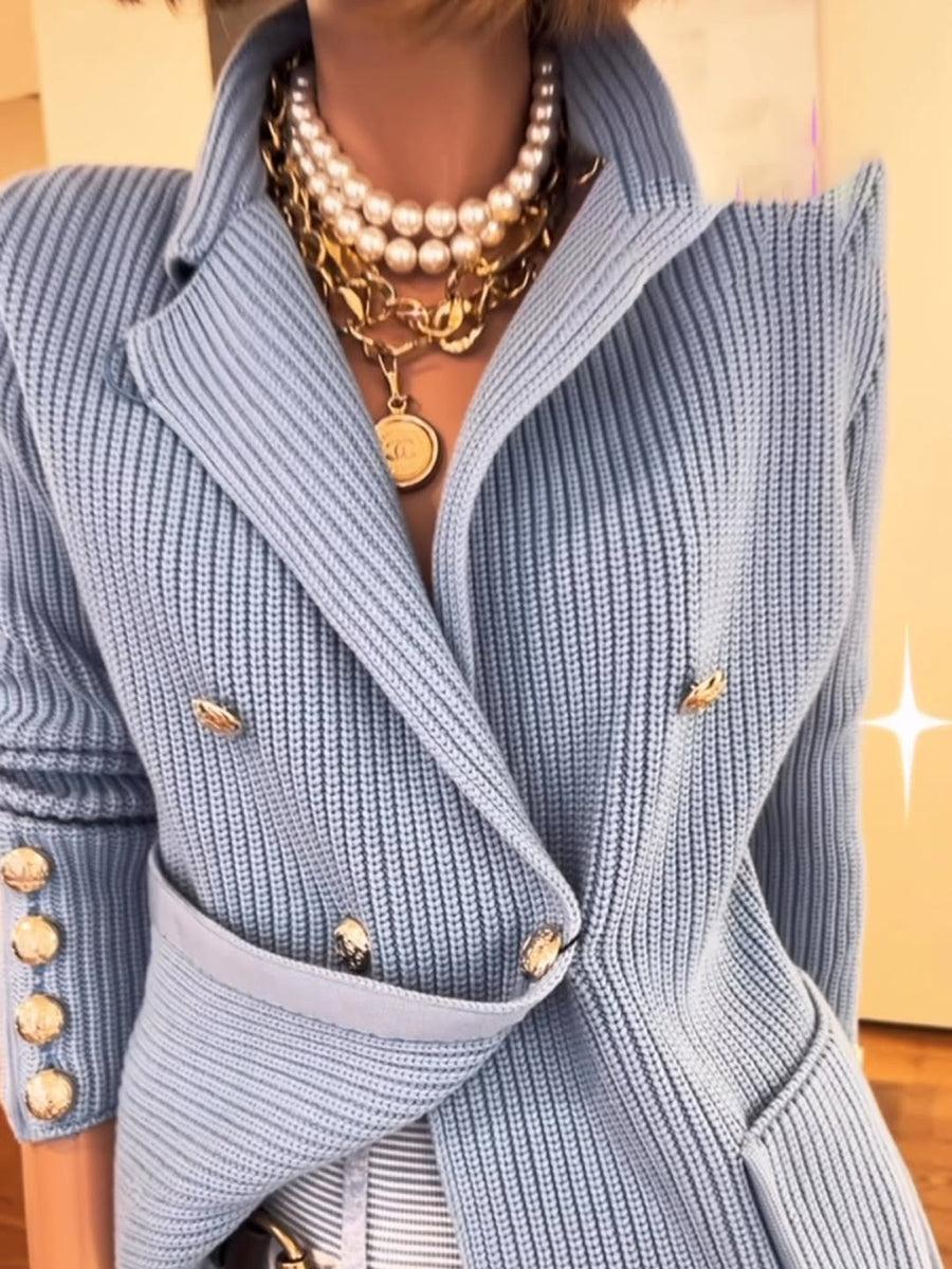 Eleganter Groovy Collared Langarm-Cardigan - Herbstsmode mit Stil