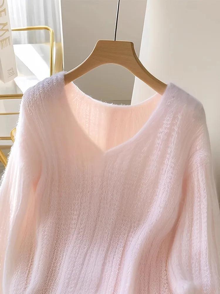 Charmanter Pinker Langarm-Pullover - Herbstsbegleiter mit Komfort