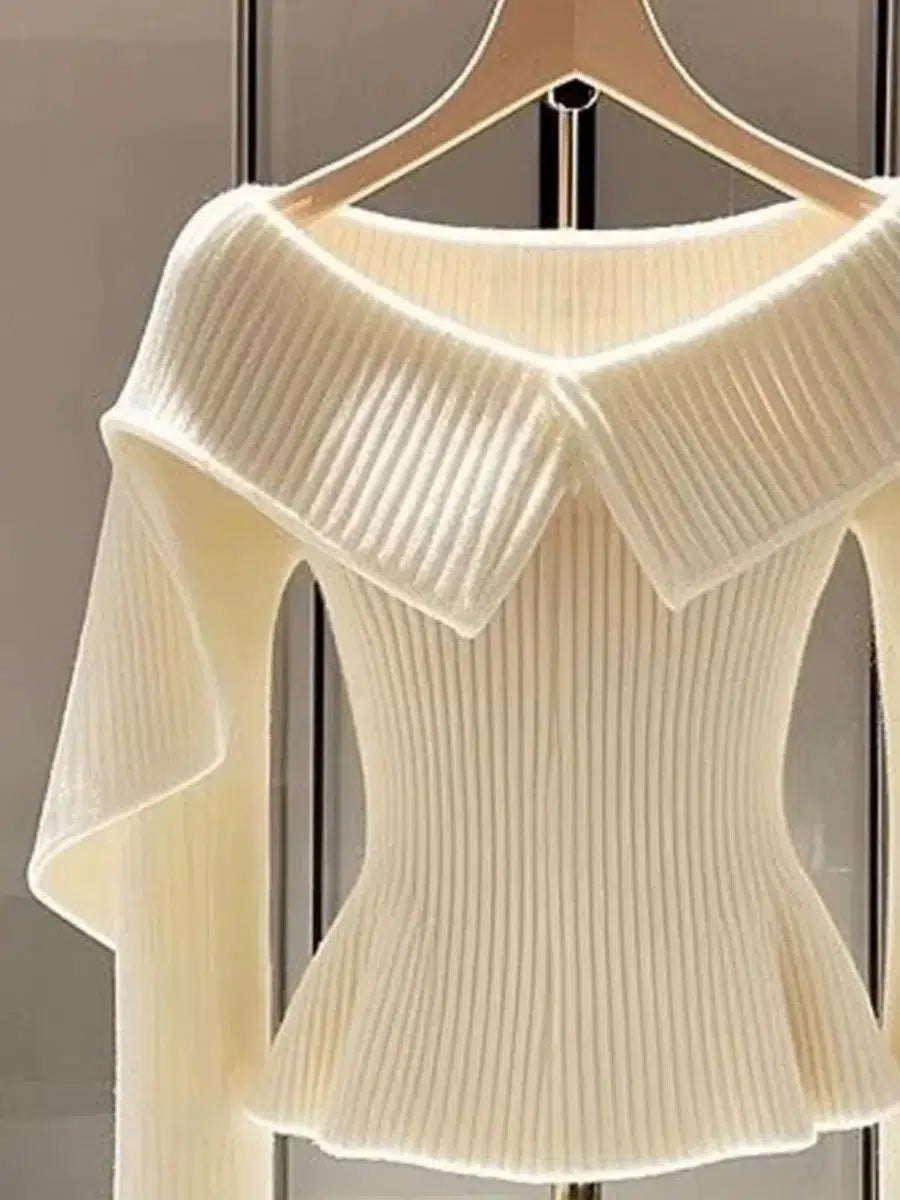 Vintage Ivory Langarm-Pullover - Ihr stilvoller Begleiter für den Herbst
