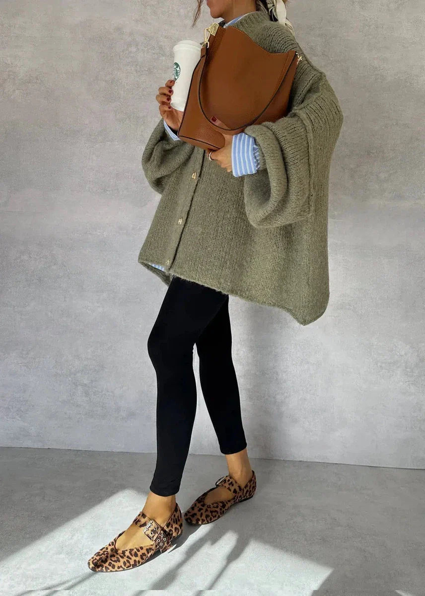 Stilvoller Grün Langarm-Cardigan - Herbstliches Must-Have für Ihren Kleiderschrank