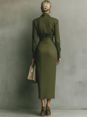 Winterliches Midi-Kleid in Smaragdgrün - Vintage Chic für stilvolle Frauen