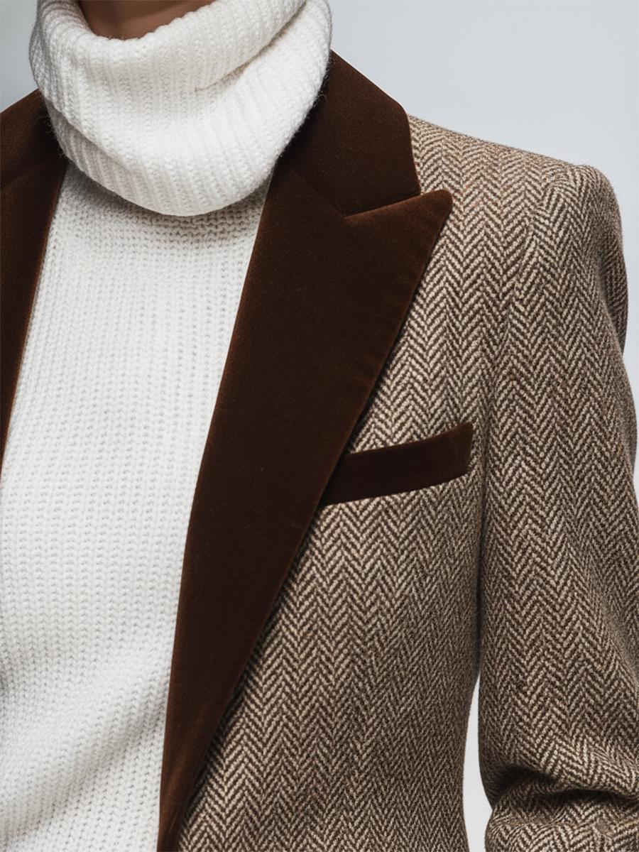 Winterlicher Samt-Blazer im Retro-Stil: Elegant & Warm für die kalte Jahreszeit