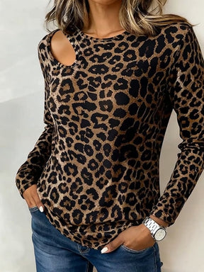 Winter Leo Langarmshirt Damen mit Cut-out – warm & chic