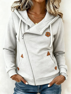 Kuscheliges Winter Hoodie Damen olivgrün mit Reißverschluss