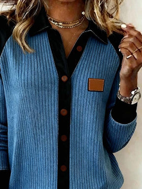 Winter Cardigan Blau-Schwarz Rippstrick warm & stylisch