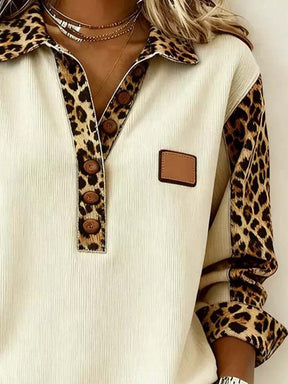 Winter Damen Sweatshirt Leopardprint warm & casual