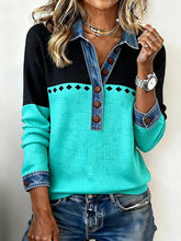 Winter Damen Colorblock Patchwork Shirt warm und stylisch