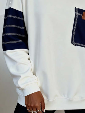 Kuscheliges Oversize Winter Sweatshirt cremeweiß navy Damen