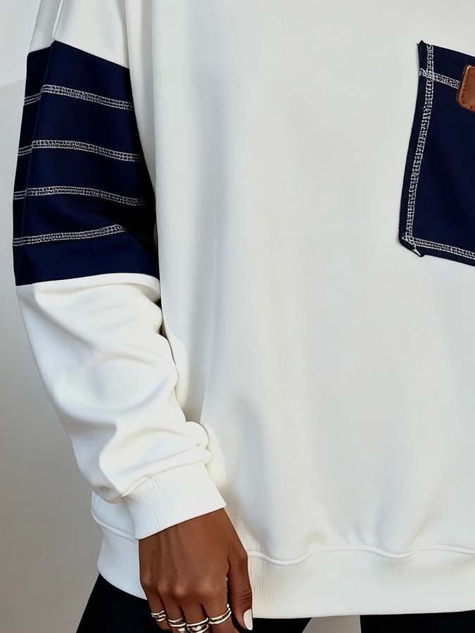 Kuscheliges Oversize Winter Sweatshirt cremeweiß navy Damen