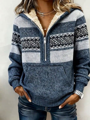 Damen Teddy Hoodie Winter Warm Kuschelpullover mit Reißverschluss