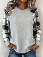 Winter Damen Sweatshirt grau kariert – warm & casual loose