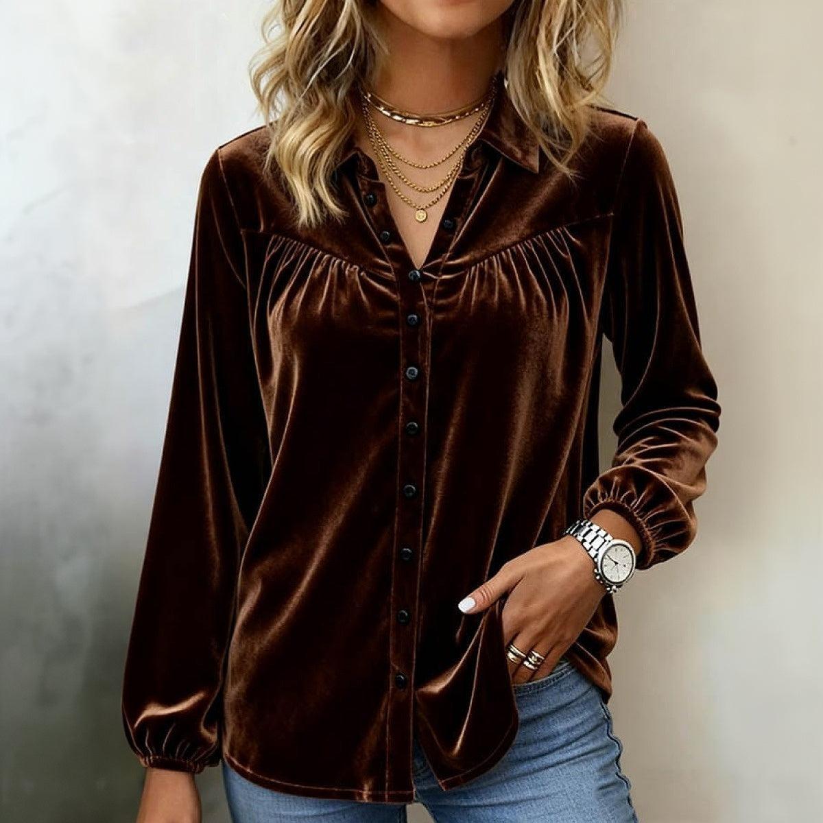 Herbstliches Luxus-Samt-Top: Eleganz & Komfort für kühle Tage