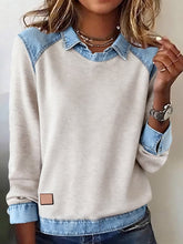Winter Damen Sweatshirt mit Denim Kragen – Cozy & Stylish