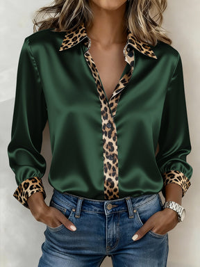 Satin Leopard Bluse Winter Chic – Glamour fürs Büro