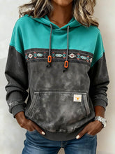 Winter Damen Hoodie Colorblock Türkis Anthrazit kuschelig warm