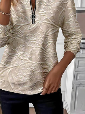 Stylish Apricot Long Sleeve Top - Herbstsfrisches & Elegantes Oberteil