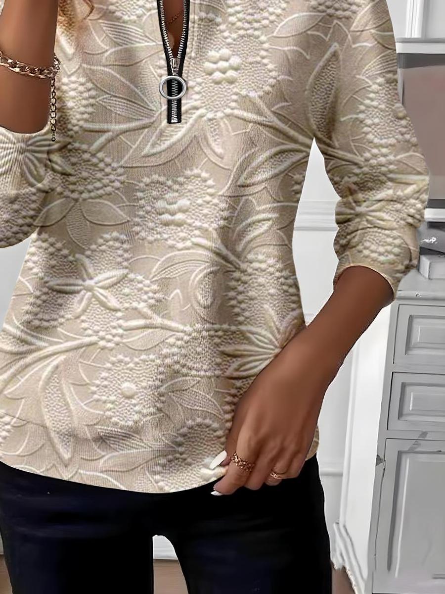 Stylish Apricot Long Sleeve Top - Herbstsfrisches & Elegantes Oberteil
