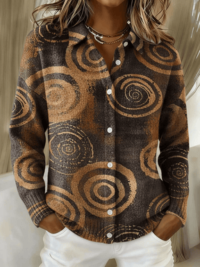 Warmer Winter Cardigan Damen Braun Schwarz Boho S–5XL