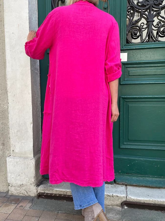 Langer pinker Winter Cardigan – warm, stylish, alltagstauglich