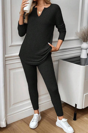Winter Loungewear Set Schwarz – Kuscheliges Zweiteiler Outfit