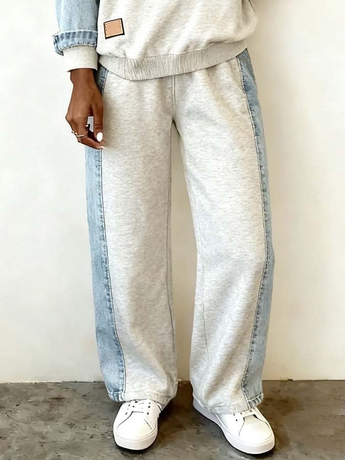 Winter Damen Denim Lounge Set kuscheliger Boho Anzug