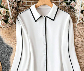 Black And White Color Block Shirt - Herbstsmode mit Stil und Komfort