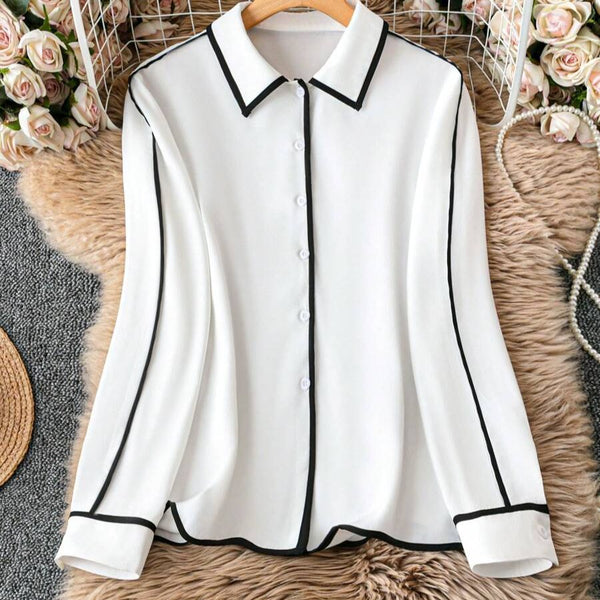 Black And White Color Block Shirt - Herbstsmode mit Stil und Komfort