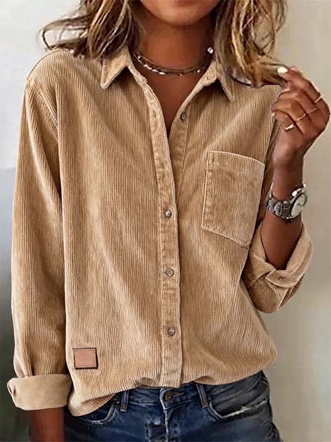 Winter Cordhemd Damen camel – warmes Casual Overshirt