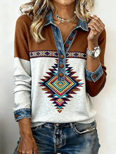 Kuscheliges Boho Wintershirt Damen mit Aztec Print Loose Fit