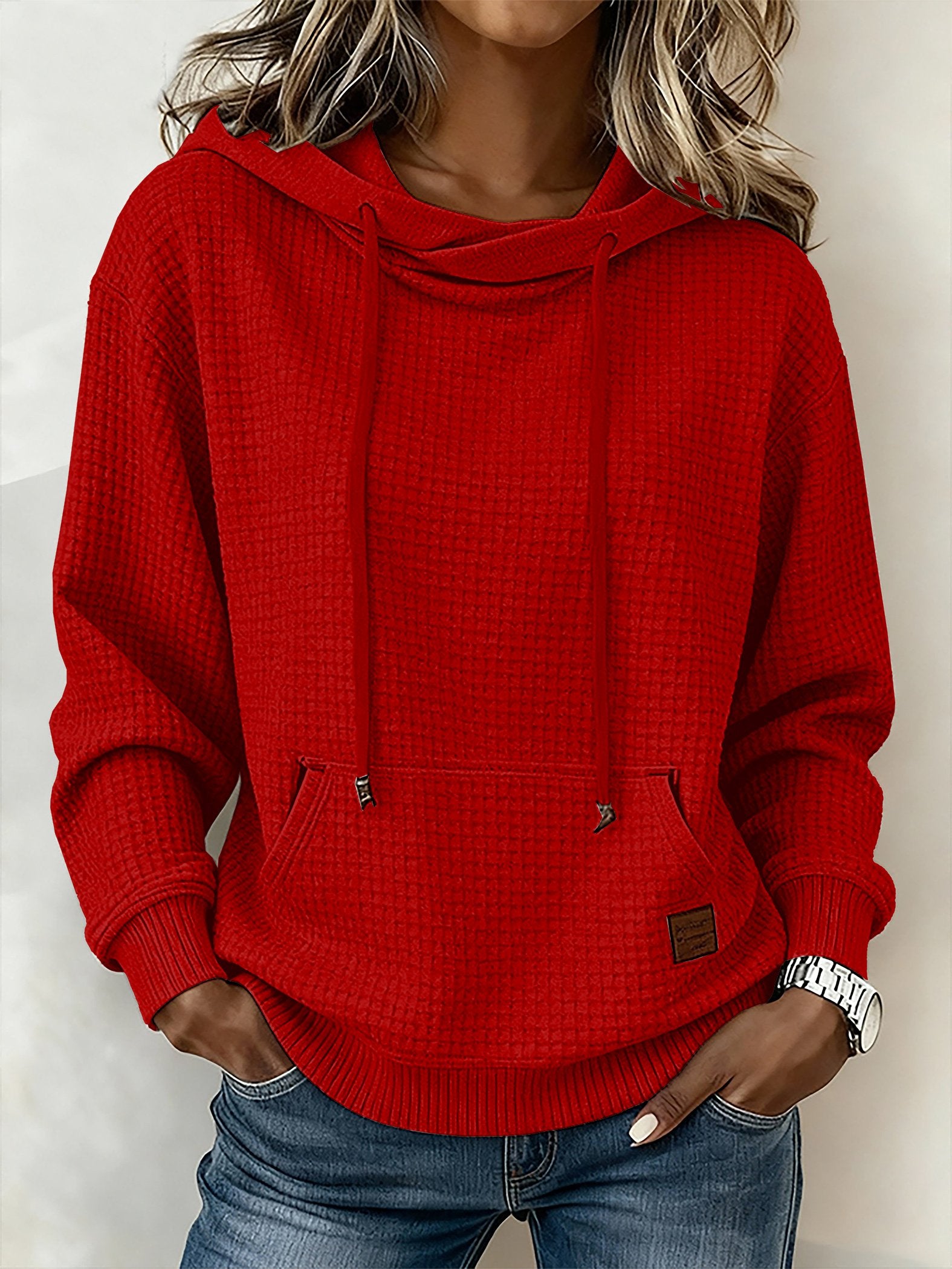 Kuscheliges Winter Hoodie Damen hellgrau warm Loose Fit