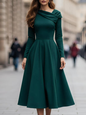 Elegantes Smaragdgrünes Midi-Kleid - Dein Luxus-Outfit für den Winter