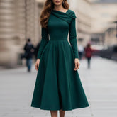 Elegantes Smaragdgrünes Midi-Kleid - Dein Luxus-Outfit für den Winter