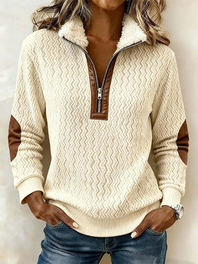 Kuscheliger Damen Winter Colorblock Pullover mit Stehkragen