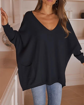 Elegantes Classic Black V-Neck Top - Perfekt für den Winterstil