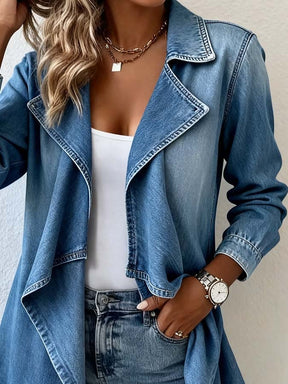Winter Damen Denimjacke asymmetrisch – warmer Streetstyle