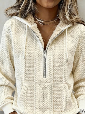 Kuscheliges Damen Winter Hoodie Sweatshirt in Creme